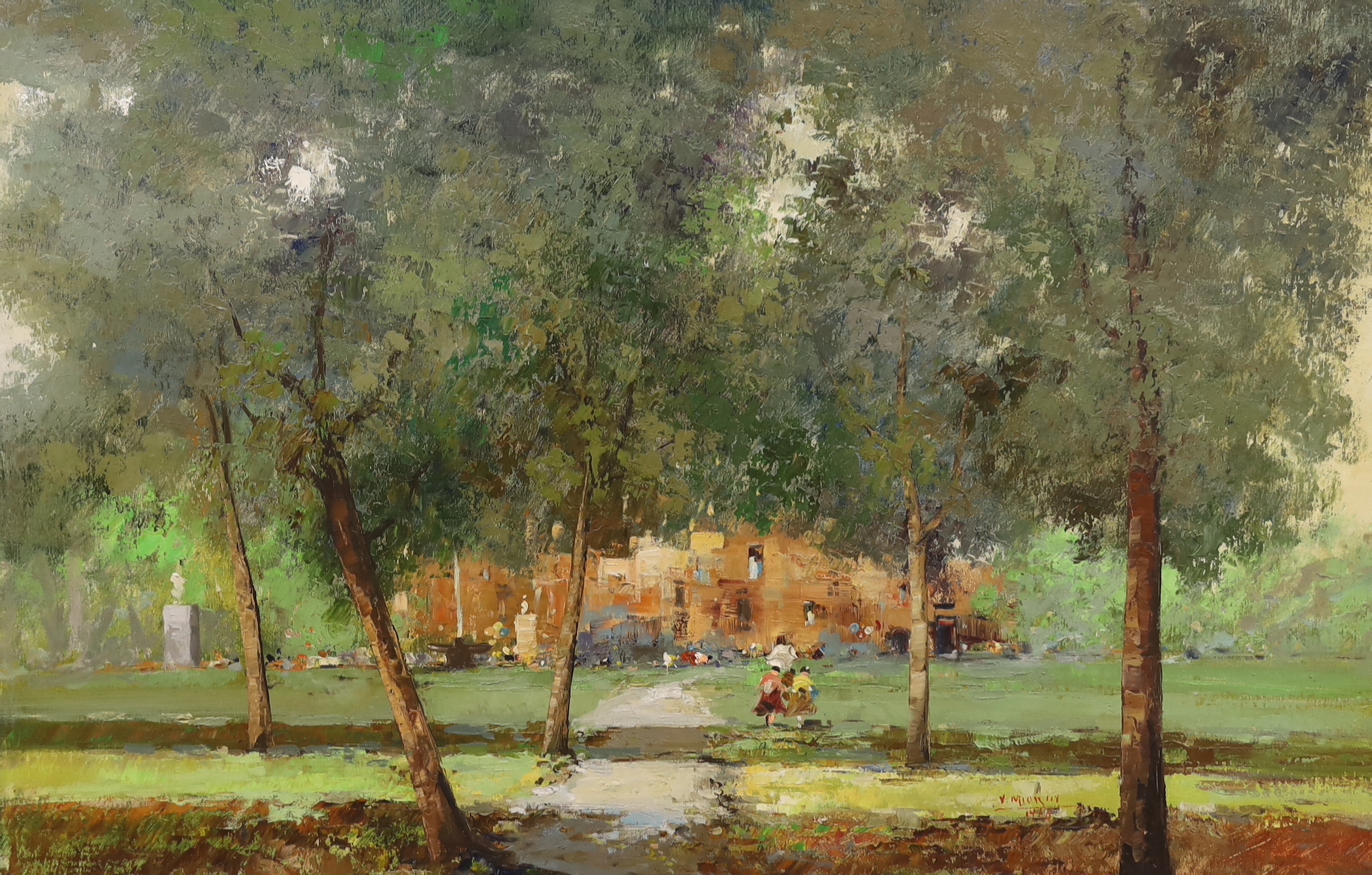 V. Miorin, oil on canvas, 'Brisighella, Villa Guidotti', signed and dated 1966, label verso, 61 x 92cm